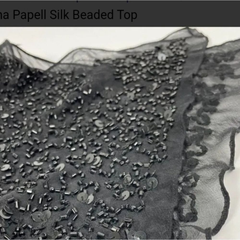 VINTAGE Adrianna Papell Size XL Top Elegant Black Sequin Womens Blouse Dressy - Picture 11 of 16